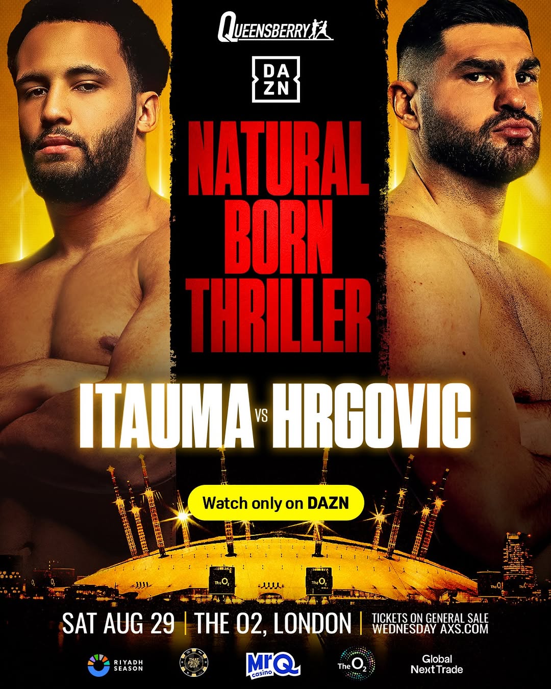 Moses Itauma vs Filip Hrgovic Tickets | Prime View Seats & Ringside VIP | The O2 London | 29 August 2026