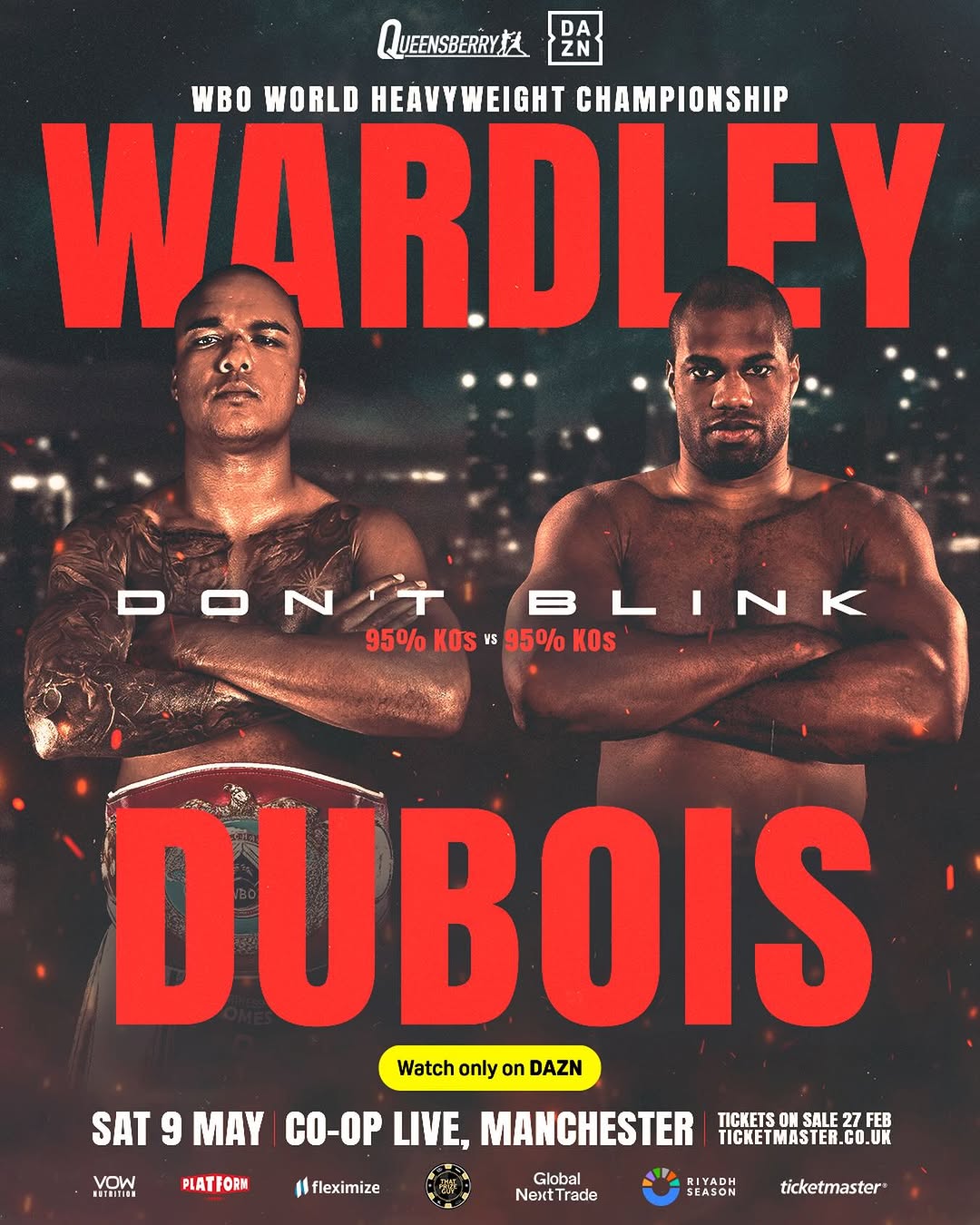 Fabio Wardley vs Daniel Dubois Tickets & VIP Ringside | Co-op Live Manchester | 9 May 2026